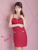 an/AOC-3745/ワンピース/キャバドレス/ミニドレス/リボン/ チェーン/ フロントジップ/ ストレッチ/ タイト