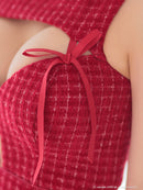 an/AOC-3746/ミニドレス/キャバドレス/リボン/カットアウト/フロントジッパー/ツイード/ タイトドレス