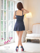 an/AOC-3753/セットアップ/キャバドレス/ミニドレス/ラメ/ツイード/ビジューバックル/ フロントジップ/バストジップ/デザインポケット/プリーツスカート/フレア/