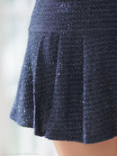 an/AOC-3753/セットアップ/キャバドレス/ミニドレス/ラメ/ツイード/ビジューバックル/ フロントジップ/バストジップ/デザインポケット/プリーツスカート/フレア/