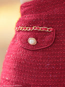 an/AOC-3753/セットアップ/キャバドレス/ミニドレス/ラメ/ツイード/ビジューバックル/ フロントジップ/バストジップ/デザインポケット/プリーツスカート/フレア/