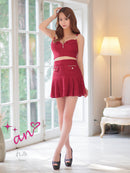 an/AOC-3753/セットアップ/キャバドレス/ミニドレス/ラメ/ツイード/ビジューバックル/ フロントジップ/バストジップ/デザインポケット/プリーツスカート/フレア/