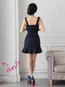 an/AOC-3754/ミニドレス/キャバドレス/セットアップ/ノースリーブ/ツイード/フロントジップ/フリルテール