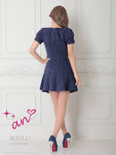 an/AOC-3757/ミニドレス/キャバドレス/セットアップ/プリーツ/ツイード/ダブルボタン/スクエアネック/袖あり