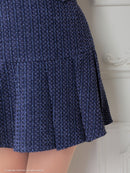 an/AOC-3757/ミニドレス/キャバドレス/セットアップ/プリーツ/ツイード/ダブルボタン/スクエアネック/袖あり