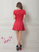 an/AOC-3757/ミニドレス/キャバドレス/セットアップ/プリーツ/ツイード/ダブルボタン/スクエアネック/袖あり