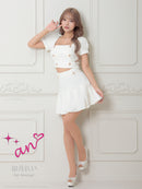 an/AOC-3757/ミニドレス/キャバドレス/セットアップ/プリーツ/ツイード/ダブルボタン/スクエアネック/袖あり