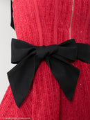 an/AOC-3758/ミニドレス/キャバドレス/リボン/フレア/ウエストリボン/フロントジップ/ショルダーリボン/フリル