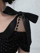 an/AOC-3763/ワンピース/キャバドレス/ミニドレス/オフショル/ショルダーリボン/ラメ生地/サイドジップ/ タイト