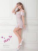 an/AOC-3763/ワンピース/キャバドレス/ミニドレス/オフショル/ショルダーリボン/ラメ生地/サイドジップ/ タイト