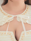 an/AOC-3764/ワンピース/キャバドレス/ミニドレス/ツイード/半袖/袖あり/リボン/チェーン/フロントジップ/タイト