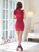 an/AOC-3766/ミニドレス/キャバドレス/セットアップ/ノースリーブ/フリル/フロントジップ