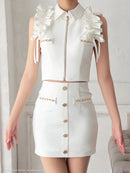 an/AOC-3766/ミニドレス/キャバドレス/セットアップ/ノースリーブ/フリル/フロントジップ