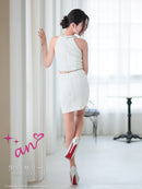 an/AOC-3767/セットアップ/キャバドレス/ワンカラー/ホルターネック/タイト/ジップデザイン/カットアウト/ルナさん着用