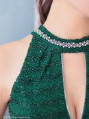 an/AOC-3767/セットアップ/キャバドレス/ワンカラー/ホルターネック/タイト/ジップデザイン/カットアウト/ルナさん着用