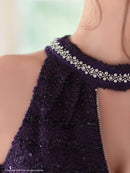 an/AOC-3767/セットアップ/キャバドレス/ワンカラー/ホルターネック/タイト/ジップデザイン/カットアウト/ルナさん着用