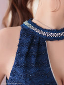 an/AOC-3767/セットアップ/キャバドレス/ワンカラー/ホルターネック/タイト/ジップデザイン/カットアウト/ルナさん着用