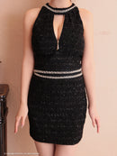 an/AOC-3767/セットアップ/キャバドレス/ワンカラー/ホルターネック/タイト/ジップデザイン/カットアウト/ルナさん着用