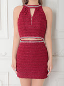 an/AOC-3767/セットアップ/キャバドレス/ワンカラー/ホルターネック/タイト/ジップデザイン/カットアウト/ルナさん着用