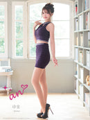 an/AOC-3767/セットアップ/キャバドレス/ワンカラー/ホルターネック/タイト/ジップデザイン/カットアウト/ルナさん着用