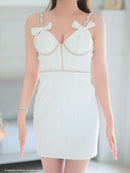 an/AOC-3768/ミニドレス/キャバドレス/ショルダービジュー/リボン/フロントジップ/タイトドレス