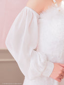 an/AOC-3770/ミニドレス/キャバドレス/袖あり/長袖/ ショルダーリボン/ ファー/フロントジッパー/ショルダーチェーン/タイトドレス