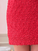 an/AOC-3770/ミニドレス/キャバドレス/袖あり/長袖/ ショルダーリボン/ ファー/フロントジッパー/ショルダーチェーン/タイトドレス