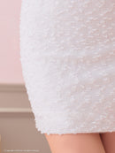 an/AOC-3770/ミニドレス/キャバドレス/袖あり/長袖/ ショルダーリボン/ ファー/フロントジッパー/ショルダーチェーン/タイトドレス