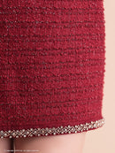 an/AOC-3786/ミニドレス/キャバドレス/セットアップ/ラメツイード/ビジュー/フロントジップ/ノースリーブ/スクエアネック