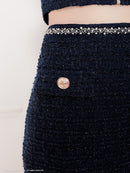 an/AOC-3786/ミニドレス/キャバドレス/セットアップ/ラメツイード/ビジュー/フロントジップ/ノースリーブ/スクエアネック