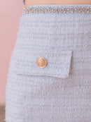 an/AOC-3786/ミニドレス/キャバドレス/セットアップ/ラメツイード/ビジュー/フロントジップ/ノースリーブ/スクエアネック