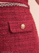 an/AOC-3786/ミニドレス/キャバドレス/セットアップ/ラメツイード/ビジュー/フロントジップ/ノースリーブ/スクエアネック