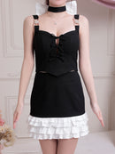 an/AOC-3789/ミニドレス/キャバドレス/セットアップ/リボン/チョーカー/裾フリルスカート/タイトドレス