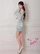 an/AOC-3793/ミニドレス/キャバドレス/セットアップ/袖あり/オフショルダー/カットアウト