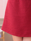 an/AOC-3798/ミニドレス/キャバドレス/ワンピース/リボン/ラメツイード/パール/ビジュー/カットアウト/バストジッパー/ノースリーブ/フレア