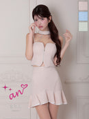 an/AOC-3804/ミニドレス/キャバドレス/セットアップ/マーメイド/ツイード/バストジップ/チョーカーデザイン/キャミソール