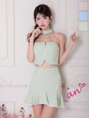 an/AOC-3804/ミニドレス/キャバドレス/セットアップ/マーメイド/ツイード/バストジップ/チョーカーデザイン/キャミソール