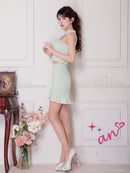 an/AOC-3804/ミニドレス/キャバドレス/セットアップ/マーメイド/ツイード/バストジップ/チョーカーデザイン/キャミソール