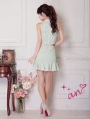 an/AOC-3804/ミニドレス/キャバドレス/セットアップ/マーメイド/ツイード/バストジップ/チョーカーデザイン/キャミソール