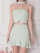 an/AOC-3804/ミニドレス/キャバドレス/セットアップ/マーメイド/ツイード/バストジップ/チョーカーデザイン/キャミソール