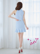 an/AOC-3804/ミニドレス/キャバドレス/セットアップ/マーメイド/ツイード/バストジップ/チョーカーデザイン/キャミソール