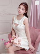 an/AOC-3808/ミニドレス/キャバドレス/ツイード/フロントジップ/バストカット/ノースリーブ/フレア/スパンコール刺繍