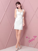 an/AOC-3810/ミニドレス/キャバドレス/ワンピース/サテンリボン/スクエアネック/サイドシアー/フロントジップ/ノースリーブ/ストレッチ/タイト