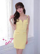 an/AOC-3826/ミニドレス/キャバドレス/ワンピース/フクレニット/フロントジップ/ストレッチ/袖付き/2way/タイト