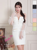 an/AOC-3826/ミニドレス/キャバドレス/ワンピース/フクレニット/フロントジップ/ストレッチ/袖付き/2way/タイト