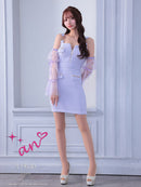 an/AOC-3826/ミニドレス/キャバドレス/ワンピース/フクレニット/フロントジップ/ストレッチ/袖付き/2way/タイト