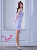 an/AOC-3826/ミニドレス/キャバドレス/ワンピース/フクレニット/フロントジップ/ストレッチ/袖付き/2way/タイト