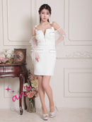 an/AOC-3826/ミニドレス/キャバドレス/ワンピース/フクレニット/フロントジップ/ストレッチ/袖付き/2way/タイト