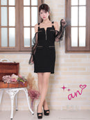 an/AOC-3826/ミニドレス/キャバドレス/ワンピース/フクレニット/フロントジップ/ストレッチ/袖付き/2way/タイト