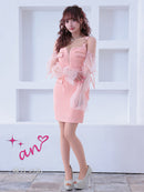 an/AOC-3826/ミニドレス/キャバドレス/ワンピース/フクレニット/フロントジップ/ストレッチ/袖付き/2way/タイト